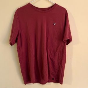 Hurley Solid Maroon Sleeve Crew Neck Cotton Blend Blank T-Shirt L